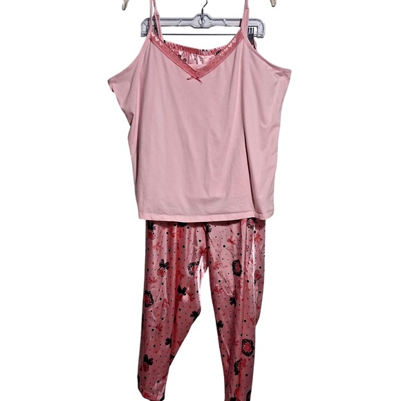 Who Do You Love Pink Plus Size 3XL Womens 2pc Pajama Set Adjustable Strap - Picture 1 of 10